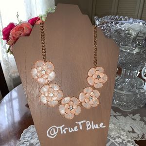 Coral Pink Flower Statement Necklace